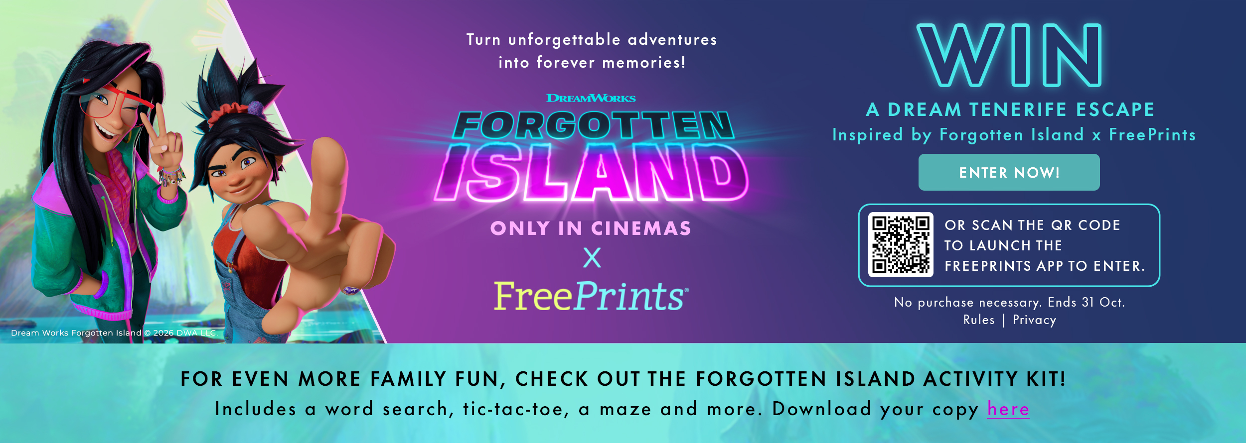 DreamWorks Forgotten Island x FreePrints - Win a Dream Tenerife Escape