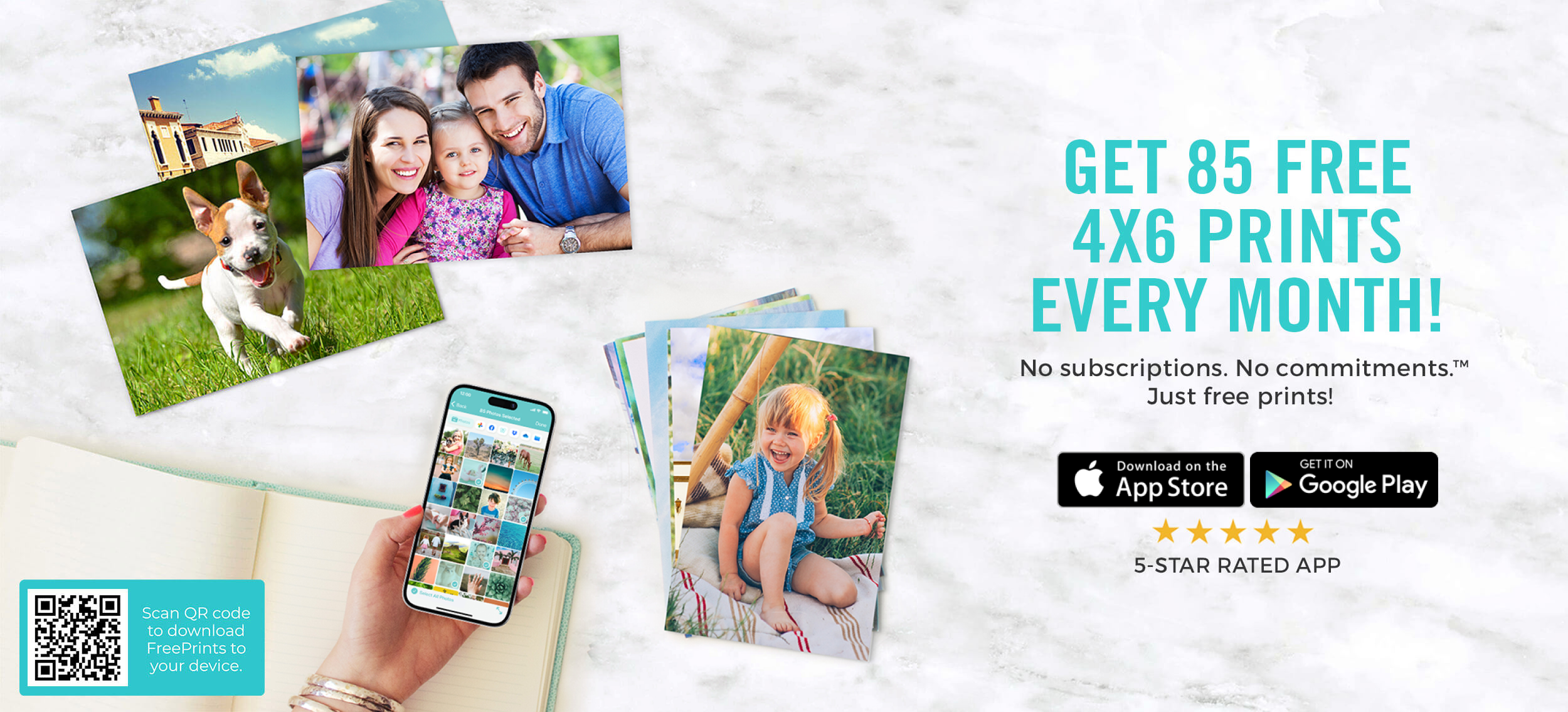 GET 85 FREE 4X6 PRINTS EVERY MONTH